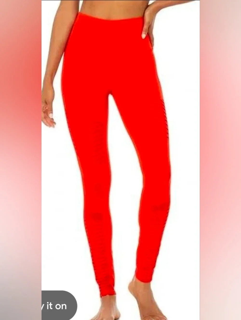 Alo Yoga High-Waist Moto Leggings Cherry Red Mesh Glossy XS
